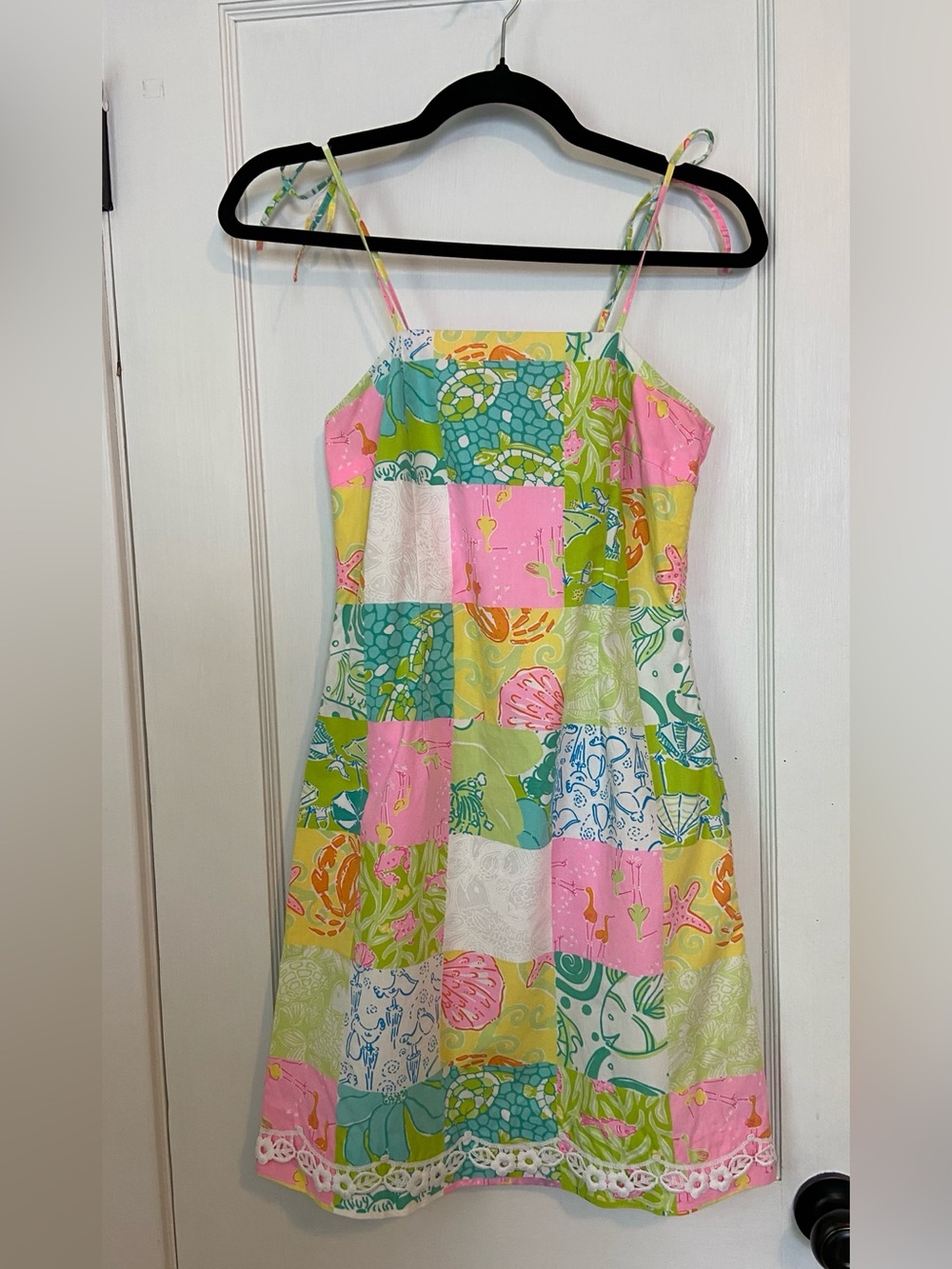 Lilly Pulitzer Y2K Cotton Patchwork Fabric Sundress - size 2